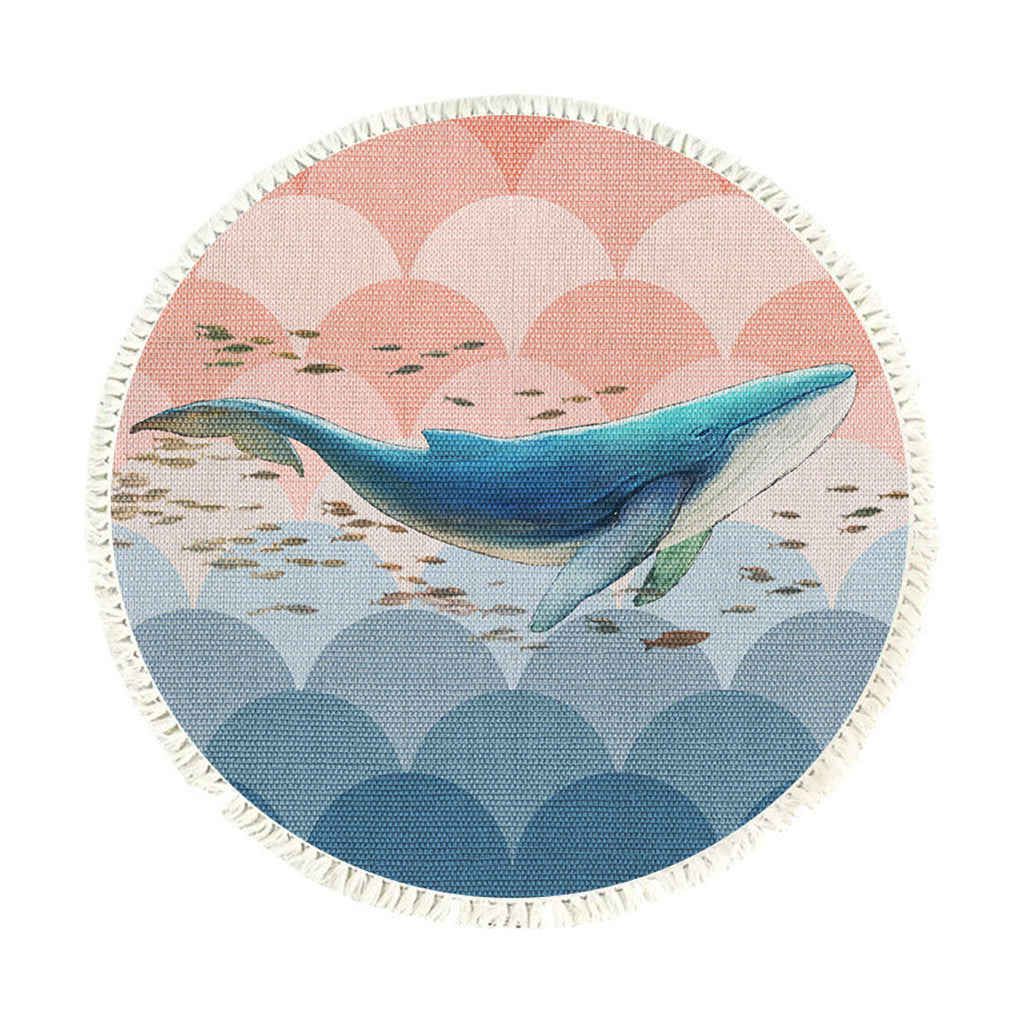 NNEAGS 120cm Round Tassels Shark Print Area Rugs, Home Decor