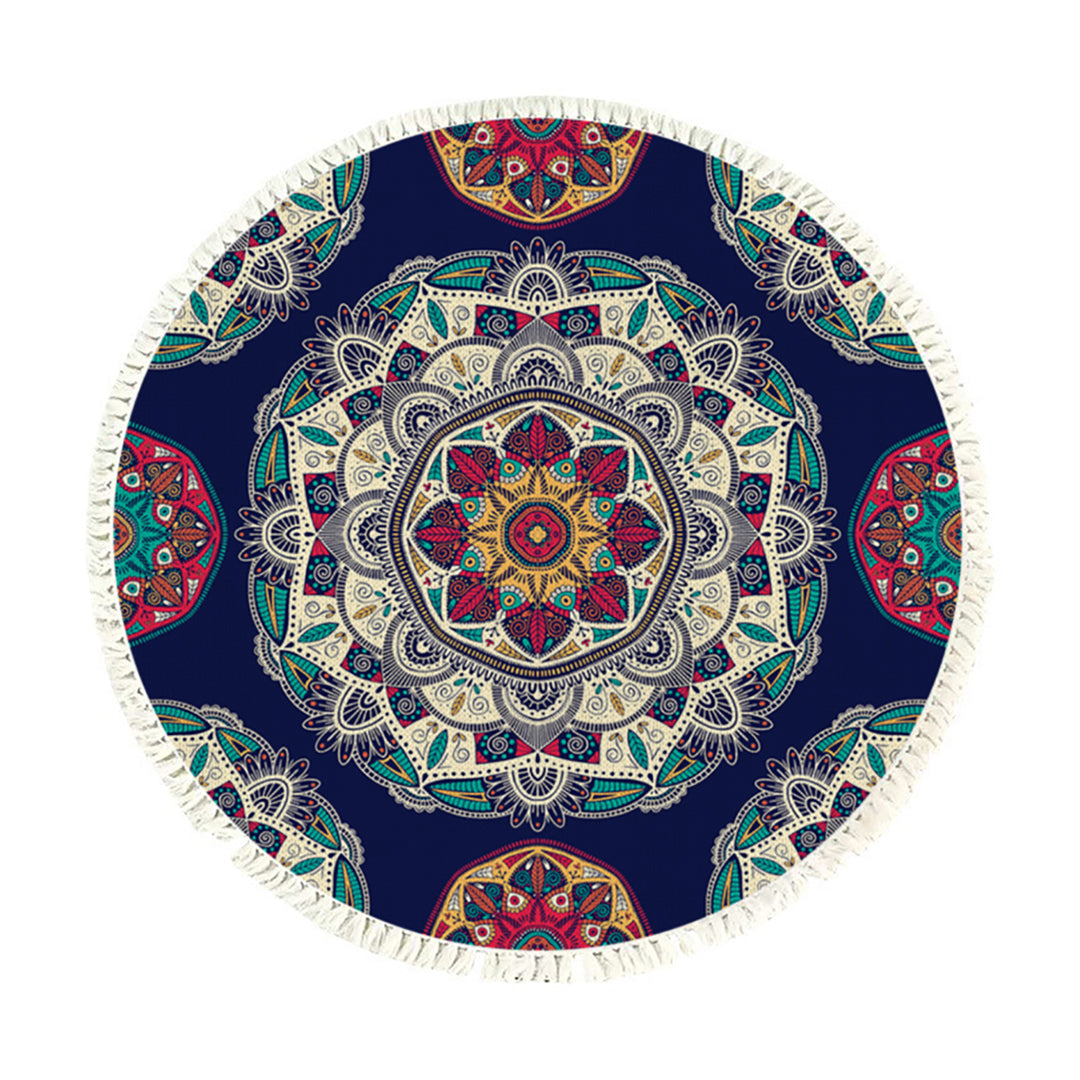 NNEAGS 90cm Round Rug Bohemian Circle Area Rug with Bohemian Geometric Pattern, Anti-slip Doormat, Home Decor