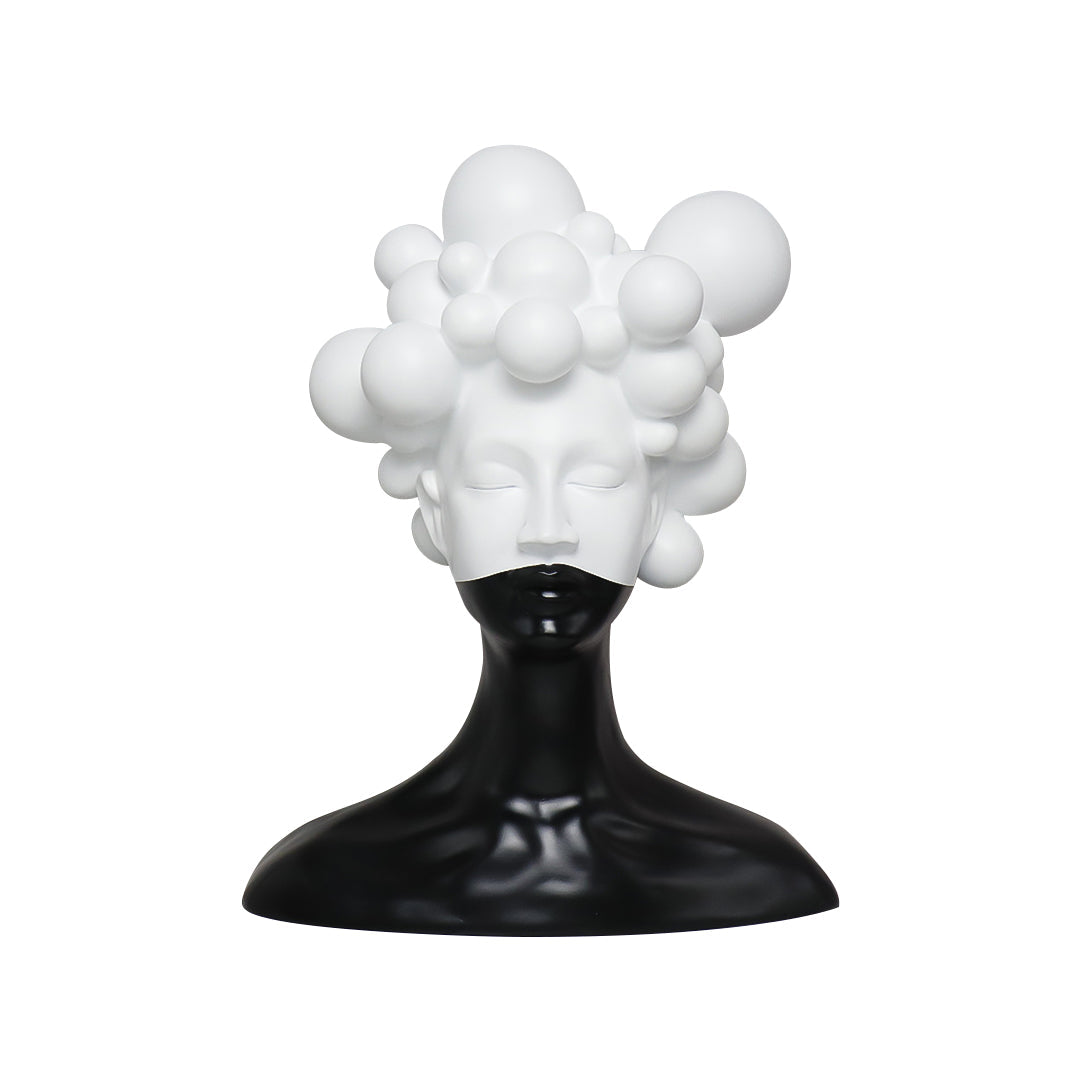 SOGA 30cm Bubble Head Sculpture – Black & White Resin Art for Decor-0