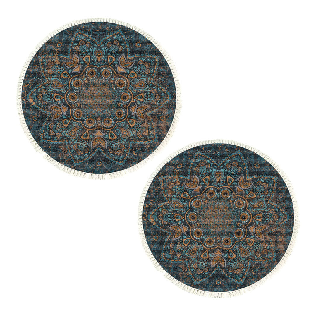 SOGA 2X 120cm Mandala Pattern Circle Area Rugs for Living Room Lounge, Anti-slip