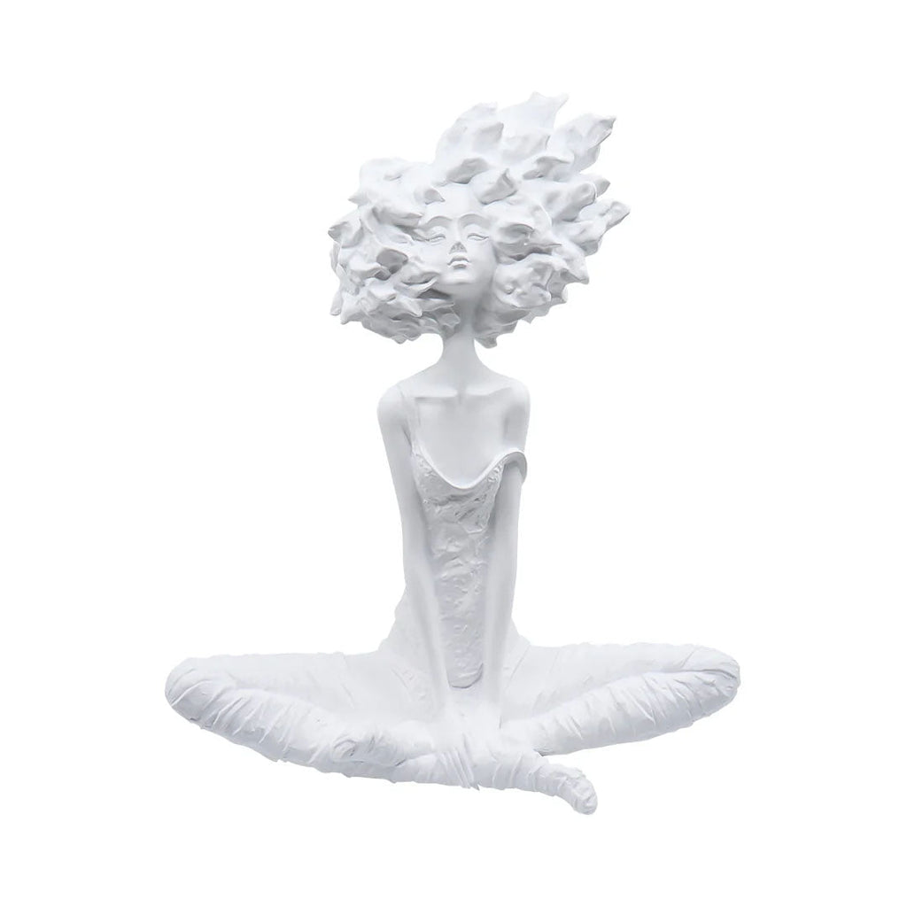 SOGA 59cm White Resin Sculpture Abstract Yoga Girl Design for Home Decor-0