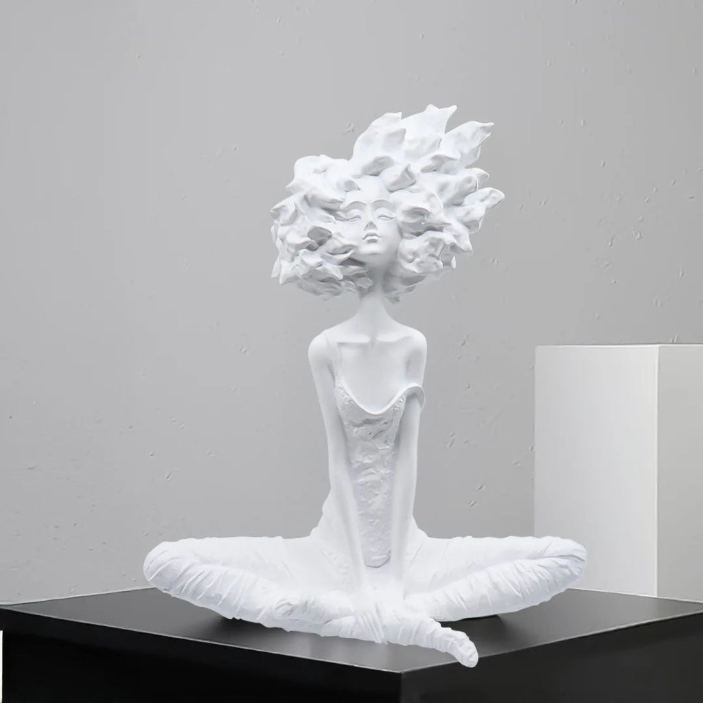 SOGA 59cm White Resin Sculpture Abstract Yoga Girl Design for Home Decor-2