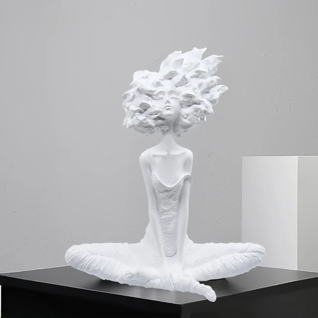 SOGA 59cm White Resin Sculpture Abstract Yoga Girl Design for Home Decor-2