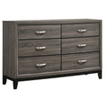 Cabrillo Grey Oak 6-Drawer Dresser with Nickel Hardware, Engineered Wood, 58-Inch Wide