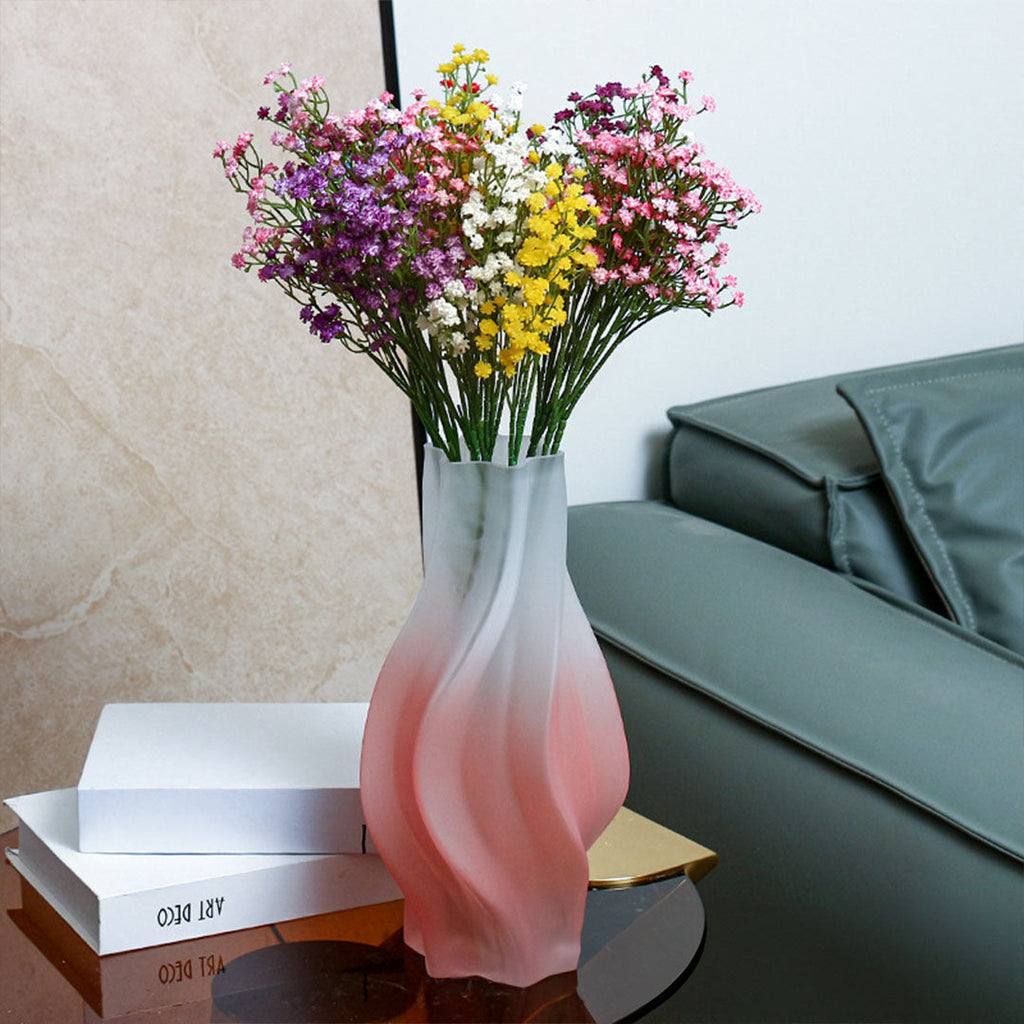 NNEAGS 32cm Pink Glass Vase Art Blown Hand Flower Tall Vintage Art Vases