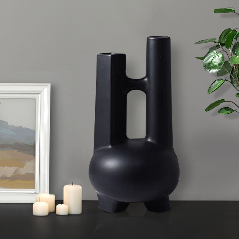 SOGA Ornament Modern Geometric Vase Minimalist Double Tube Abstract Sculpture for Home Décor-3