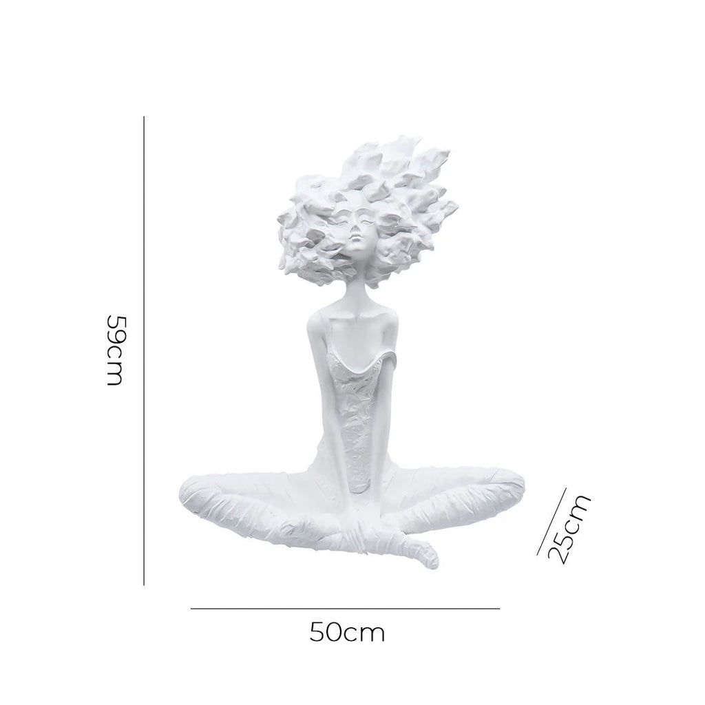 SOGA 59cm White Resin Sculpture Abstract Yoga Girl Design for Home Decor-4