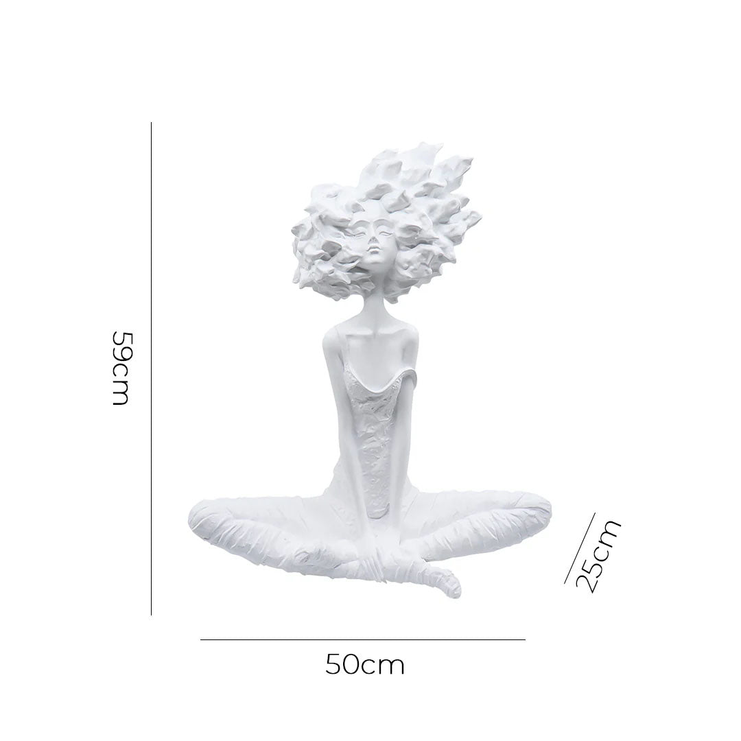 SOGA 59cm White Resin Sculpture Abstract Yoga Girl Design for Home Decor-4