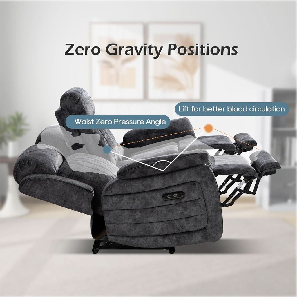 Grey Power Reclining Sofa With Zero Gravity USB Ports-2
