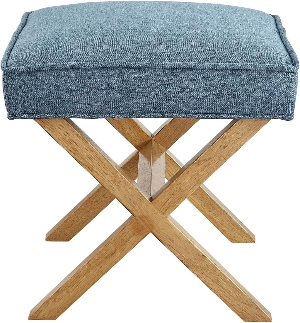 Indigo Blue Upholstered Ottoman Foot Stool 20Wx18Dx18H-3