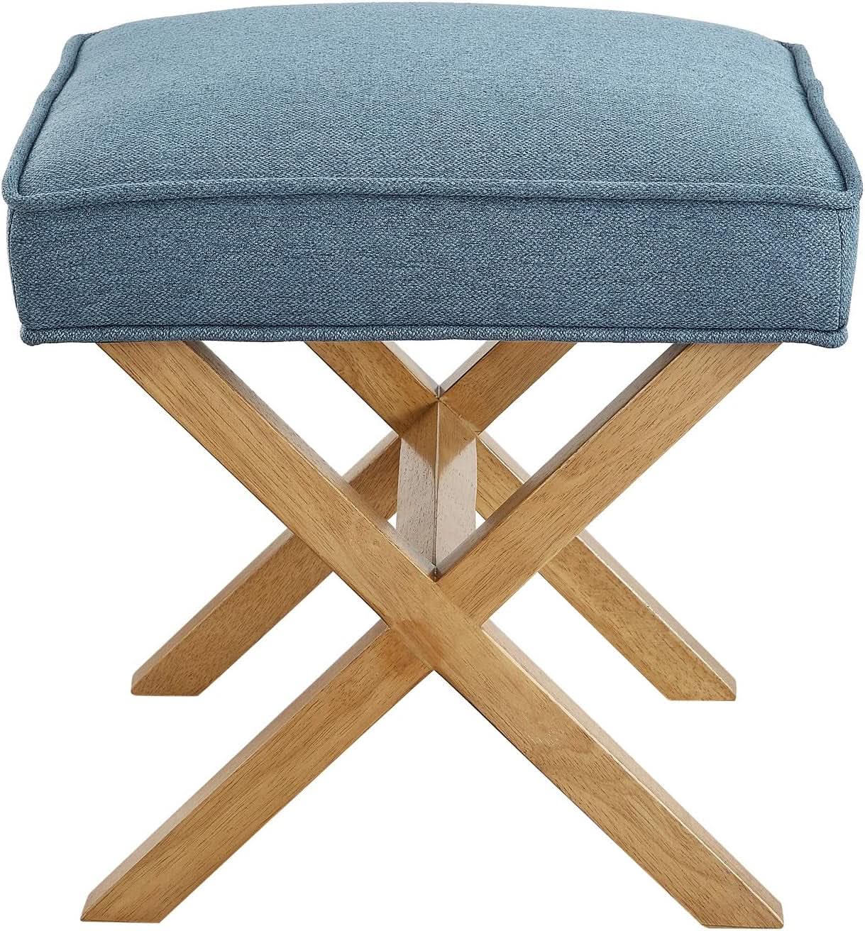 Indigo Blue Upholstered Ottoman Foot Stool 20Wx18Dx18H-3
