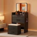 Compact Vanity Desk With Crystal Glass Top Oak Finish-0