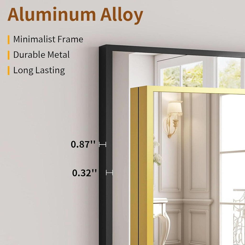 Black 21x57 Inches Full Length Floor Mirror With Stand-2