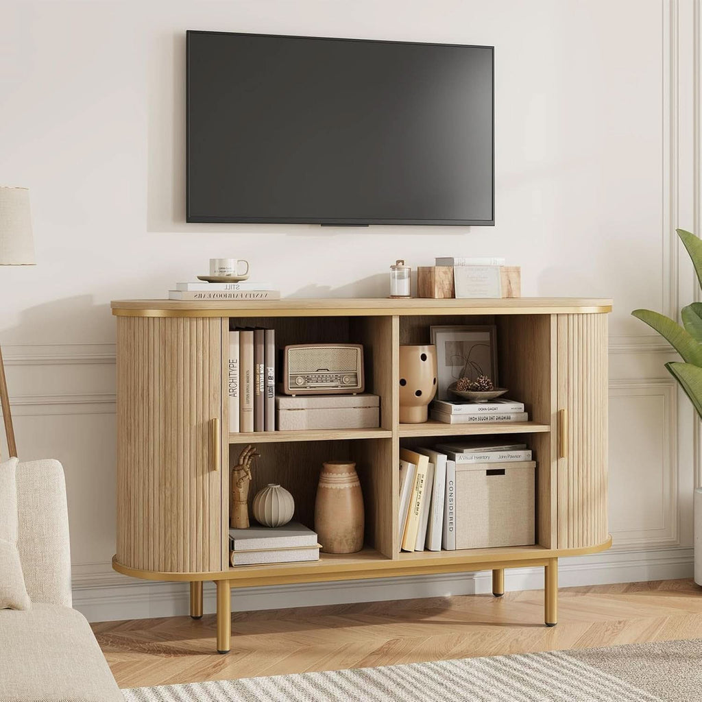 Natural Oak Console Table With Architectural Doors