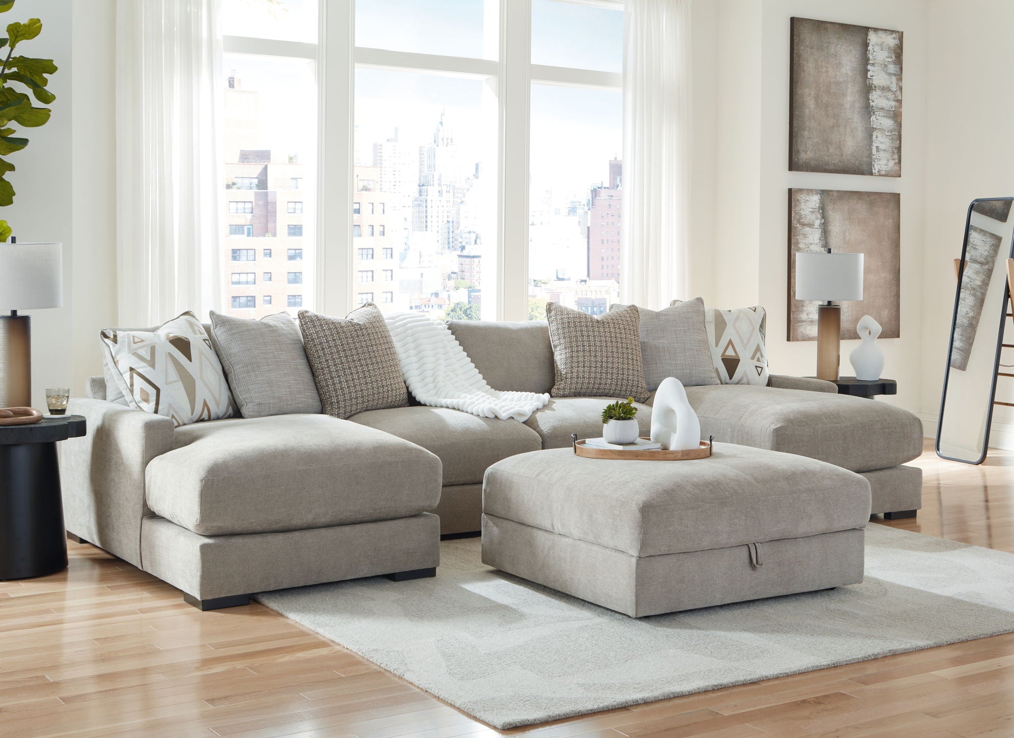 Aslan Court - Sectional With Ottoman Set-0