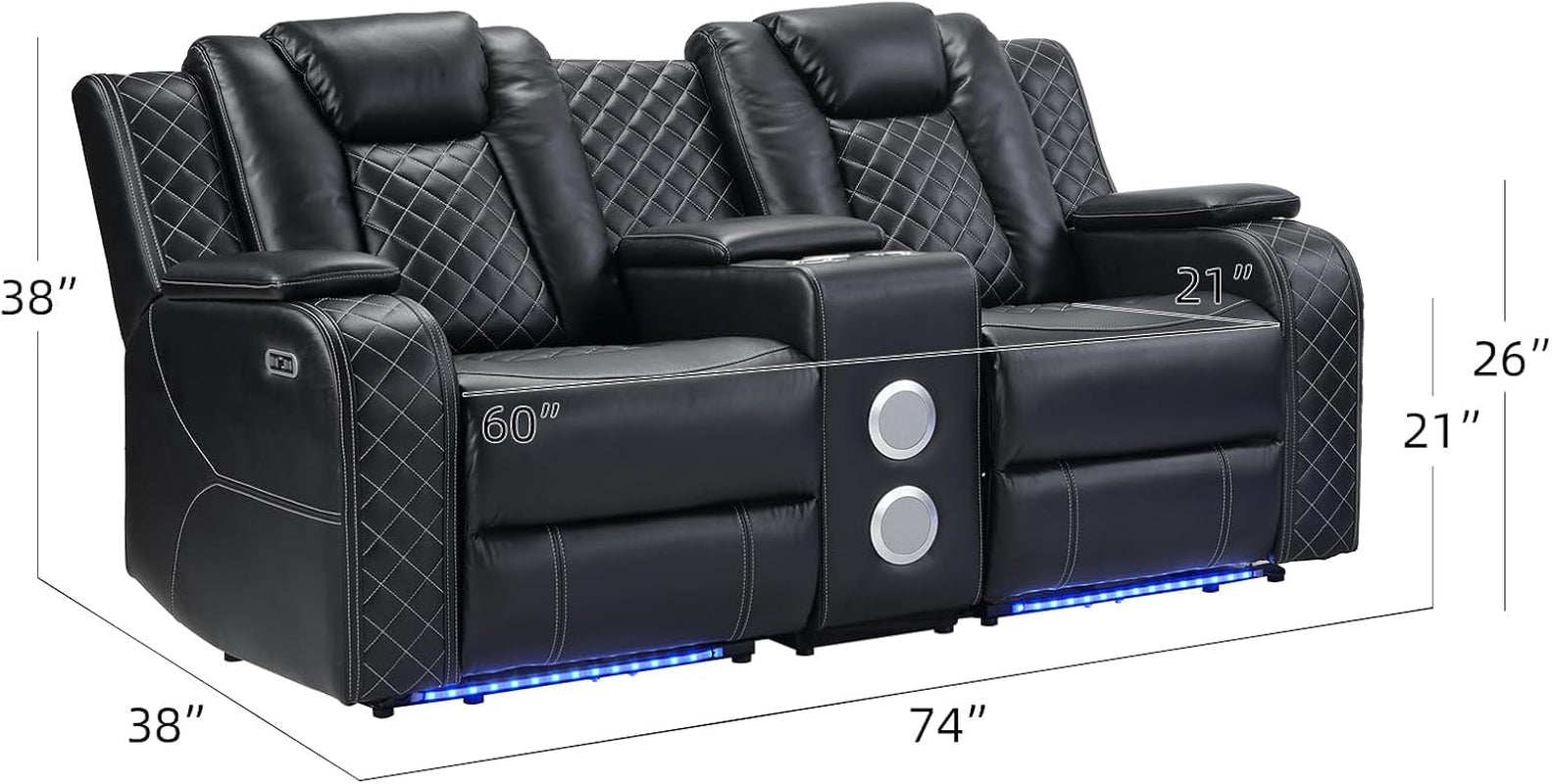 Black Luxurious Power Recliner With Center Console-1
