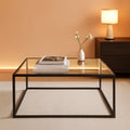 Tempered Glass Coffee Table Charcoal Black Metal Center