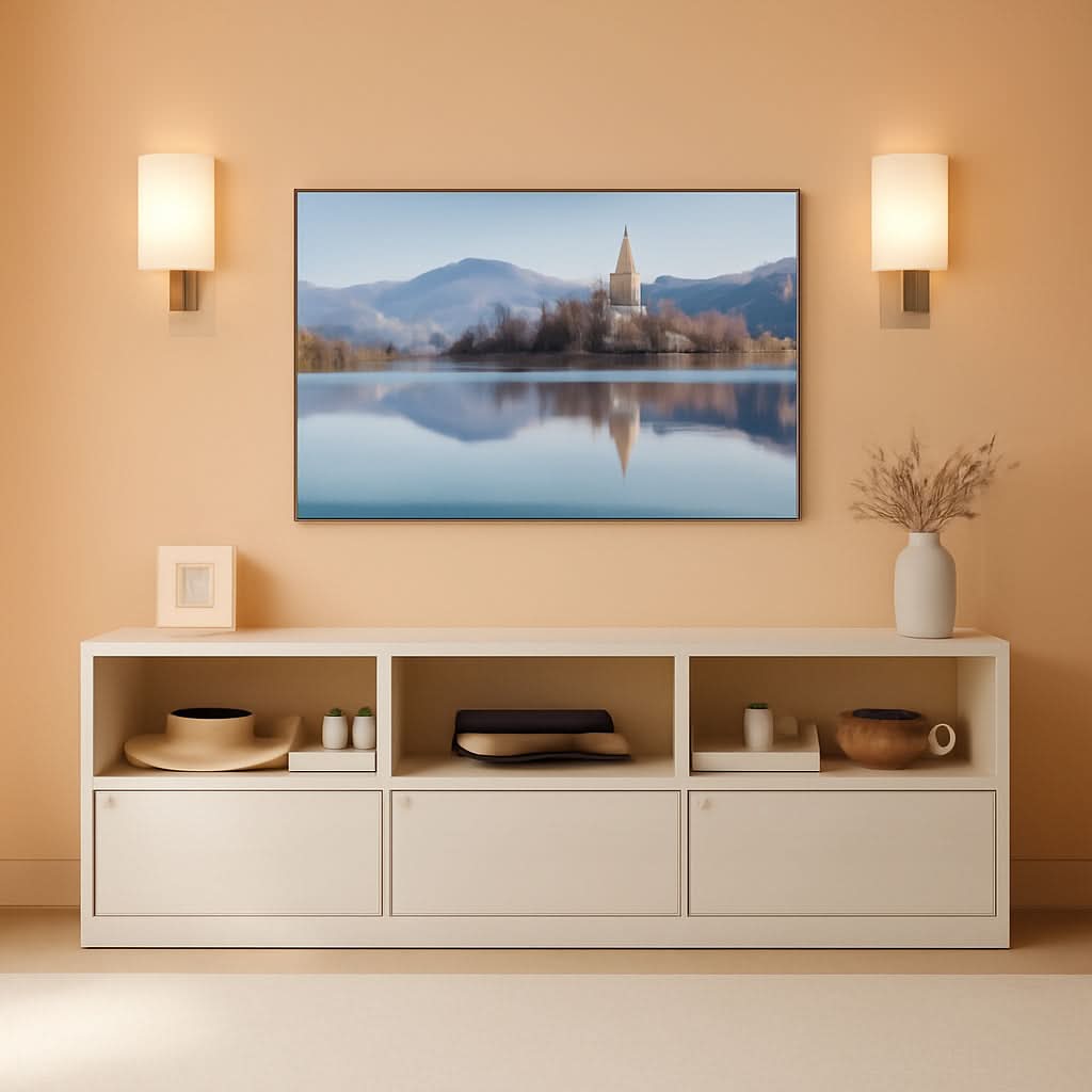 70-In TV Stand Heavy-Duty Mid-Century White Entertainment Center