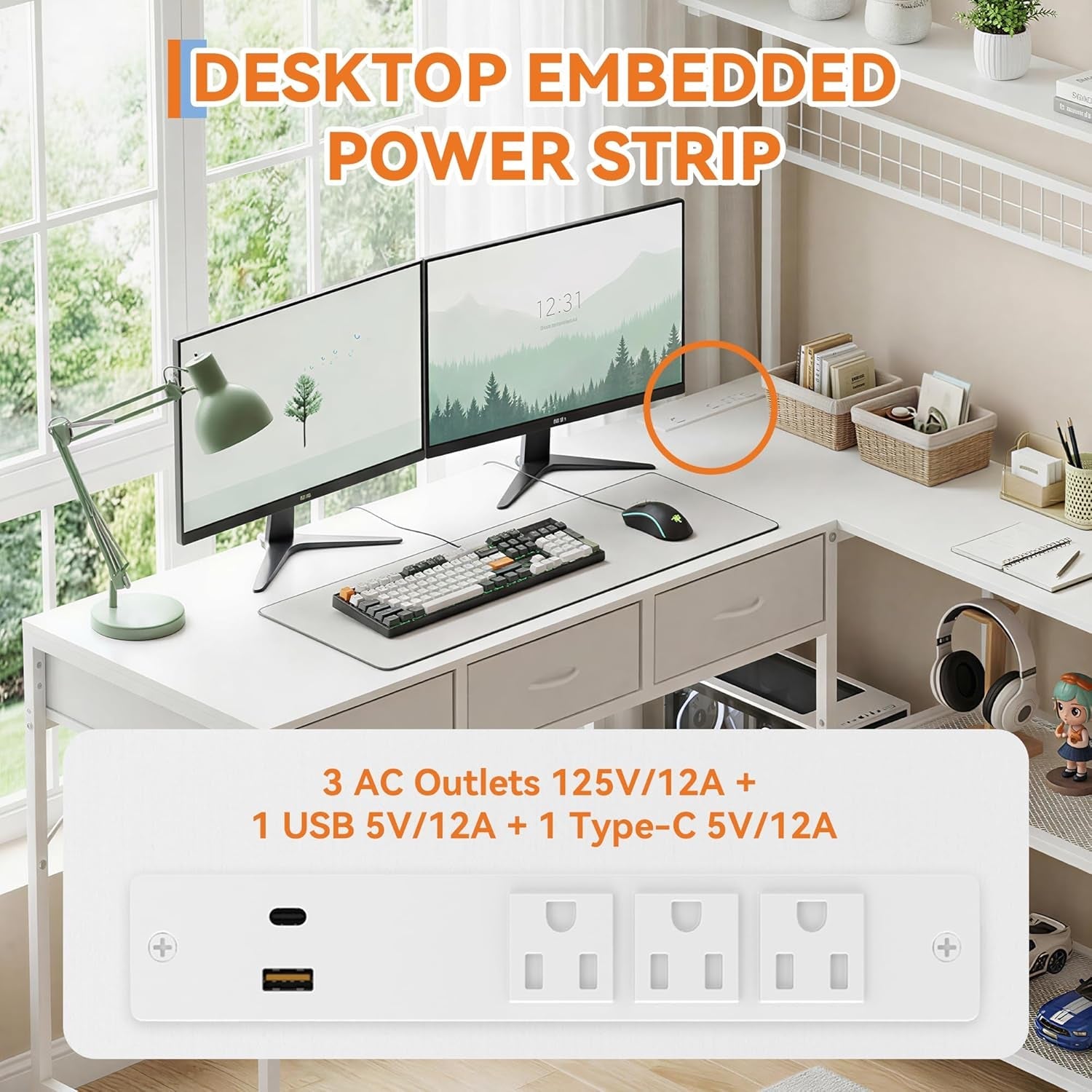 FiftyInch Computer Desk White Finish Premium Workstation