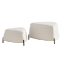 Ivory Faux Fur Upholstered Storage Ottoman Set with Metal Legs, Coffee Table with Reversible Lid
