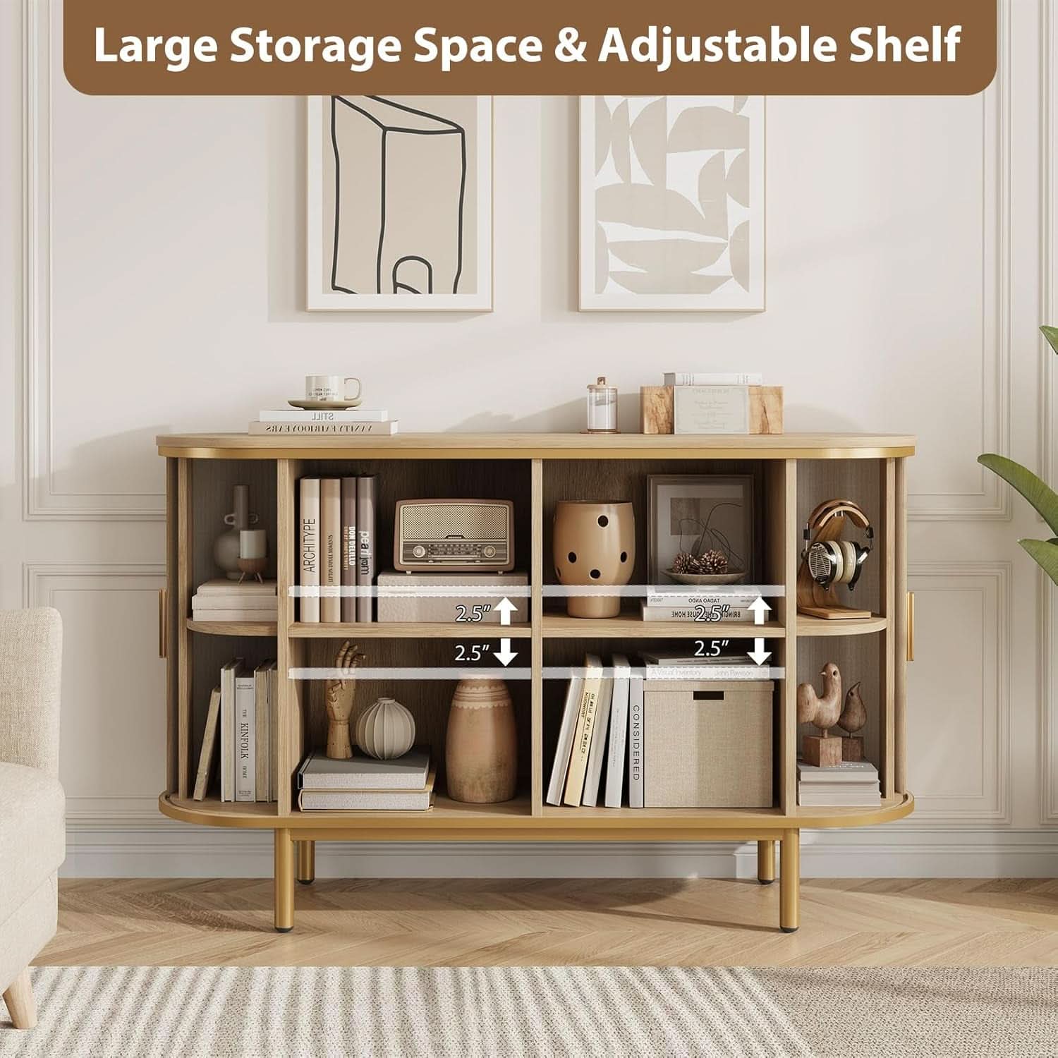 Natural Oak Console Table With Architectural Doors