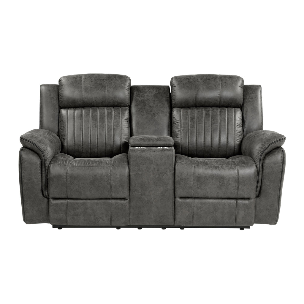 Double Gray Solid Wood Storage Loveseat