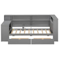 Grey Wood Twin Size Platform Bed with Upholstered Twin Bed