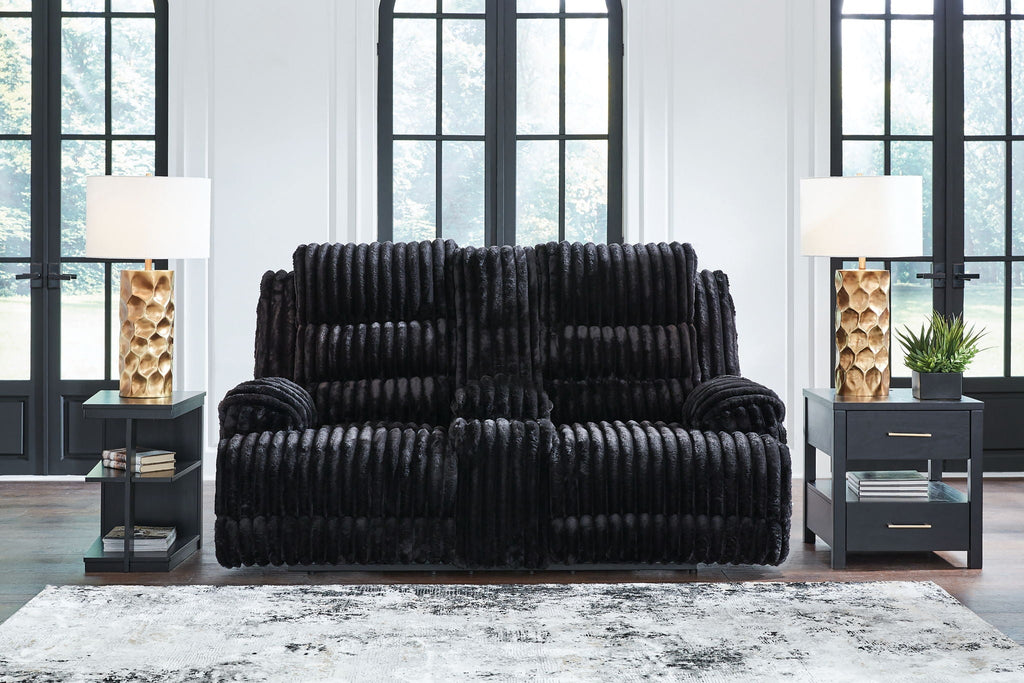 Rhine Falls - Double Reclining Power Loveseat With Console - Onyx-1