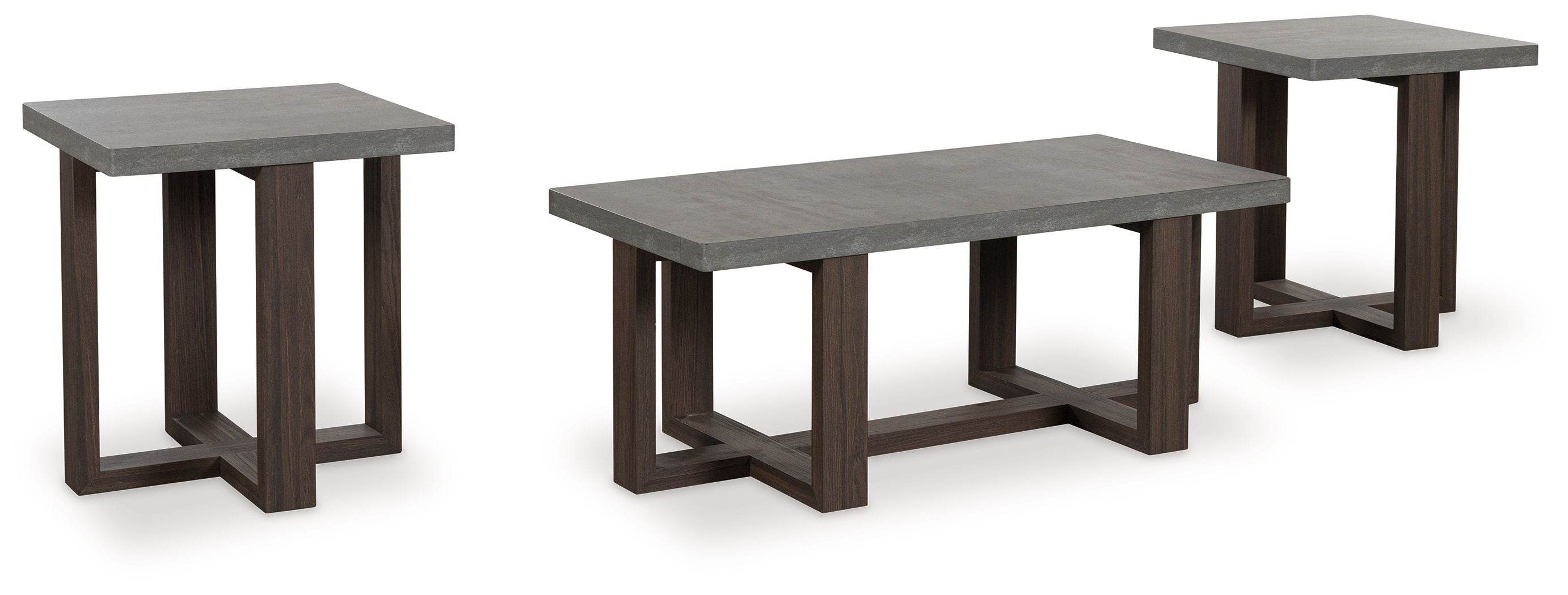 Dynnford - Occasional Table Set (Set of 3) - Gray / Brown-0