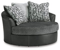 Brixley Pier - Oversized Swivel Accent Chair - Faux Leather / Fabric - Graphite-0
