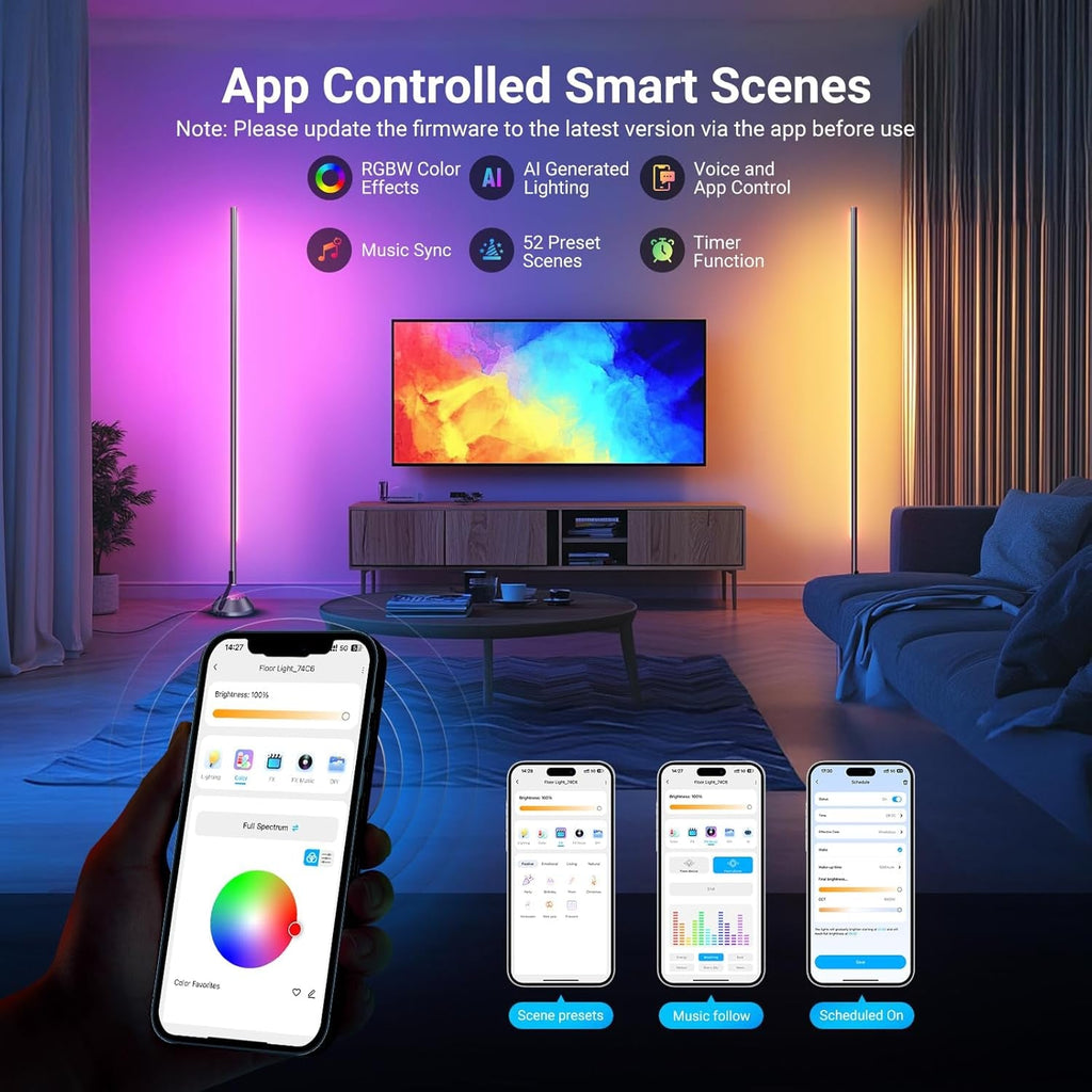 Smart RGBW Floor Lamp Includes 1500 Lumen AppControl