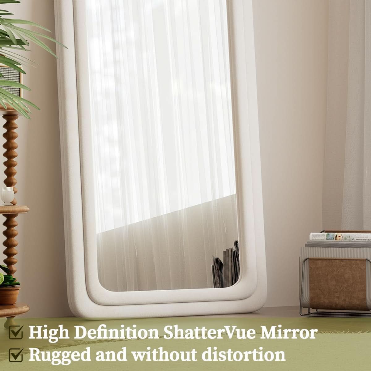 63 By 24 Inch Arched Full Length Freestanding Floor Mirror White-1