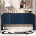 U_STYLE 62.2-Inch Wave-Pattern Console Table with 4 Doors and Adjustable Shelf,Curved design Sofa Table Behind Couch,Rustic Narrow Entryway Table for Living Room, Foyer and Hallway
