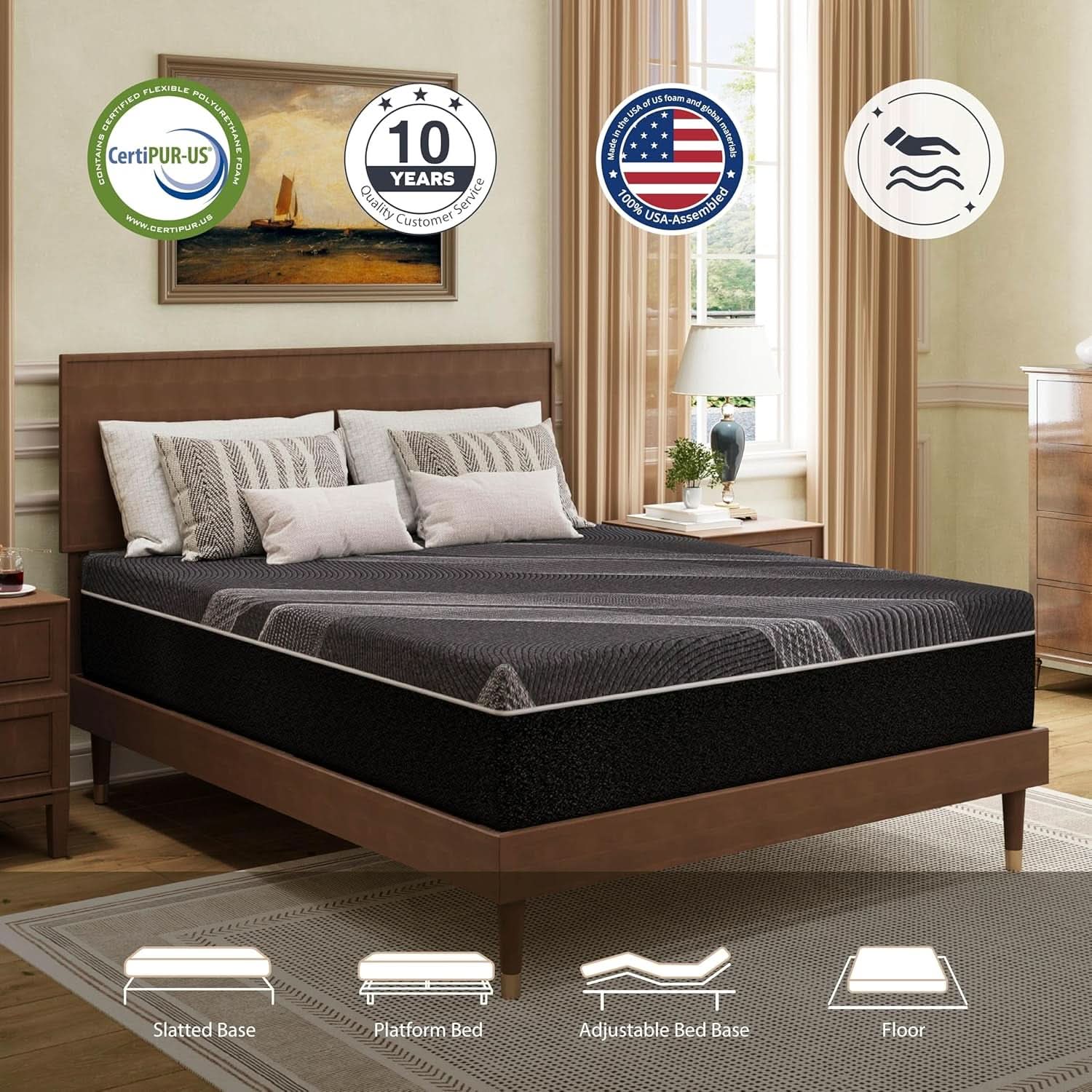 Queen Size Gel Memory Foam Mattress Thermoregulating-1