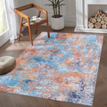 LOOM & LUXE 5x8 Area Rug for Living Room, Machine Washable AreaRug, Low-Pile, Non-Slip, Non-Shedding, Foldable, Kid & Pet Friendly - Area Rugs for living room, bedroom, kitchen (Multi, 5'x8')