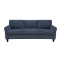 Contemporary 3-Seater Sofa Plush Foam Padded Blue Chenille Upholstered Pochet Coils Living Room Furniture 1pc