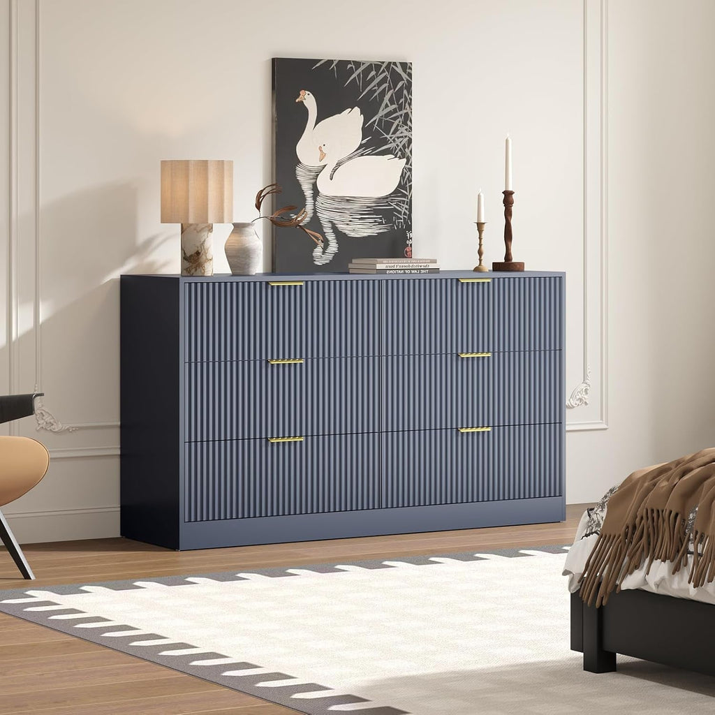 Blue Fluted Dresser With Spacious Storage Solution