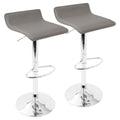 Contemporary Adjustable Barstool in Grey PU Leather  - Set of 2