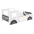 Classic Car-Shaped Twin Platform Bed with Wheels in White