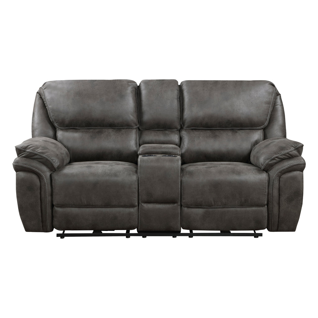 Gray Solid Wood USB Loveseat