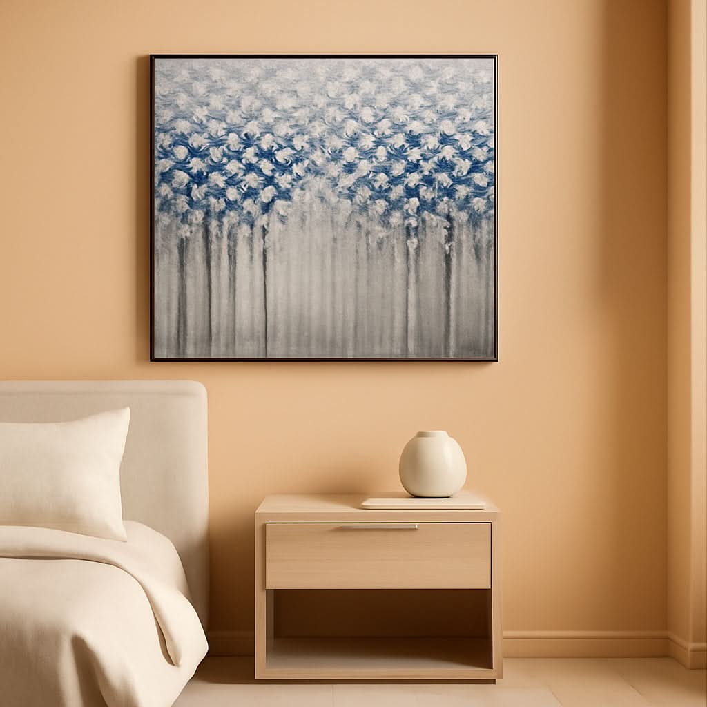 Blue Forest 3D Oil Painting 30x60 Framed Canvas Art Edition-0