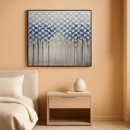 Blue Forest 3D Oil Painting 30x60 Framed Canvas Art Edition-0