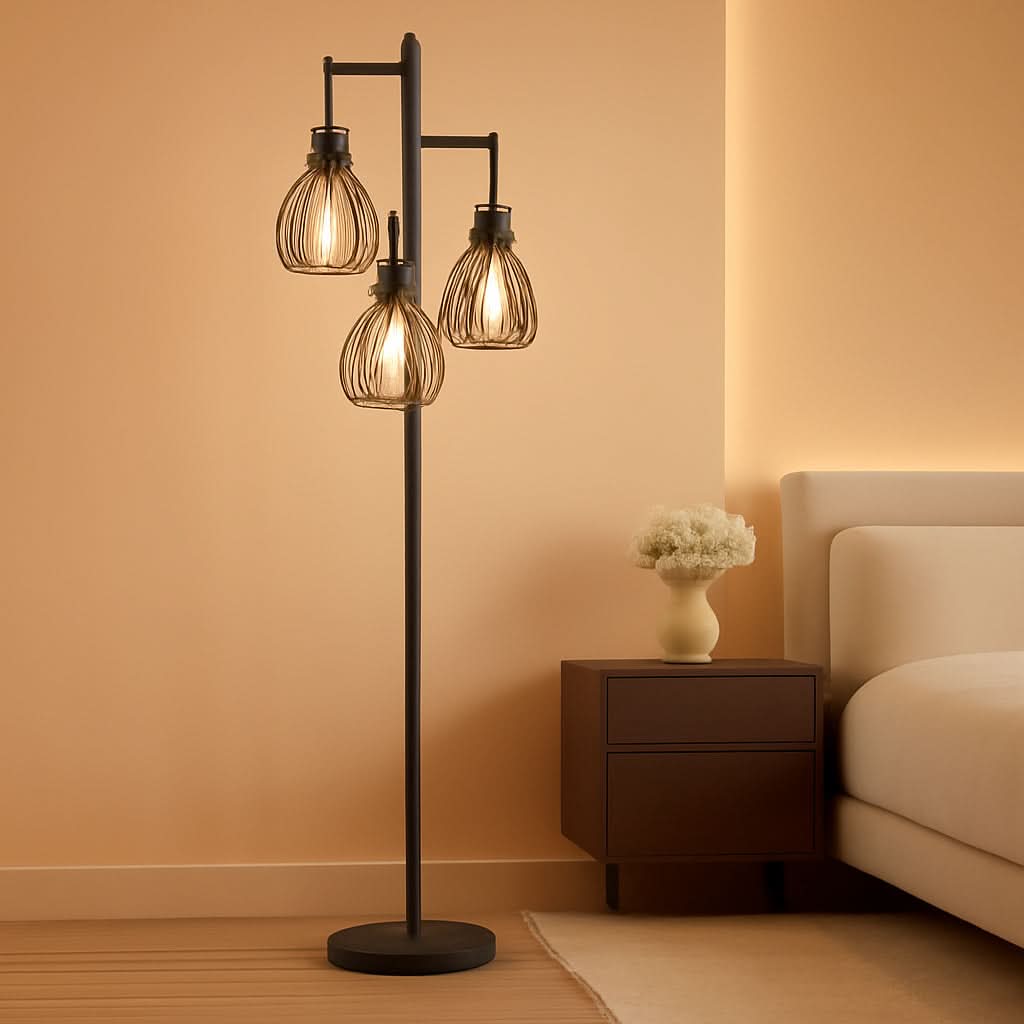Dimmable Floor Lamp SeventyInch Black Edison Bulbs Included-0