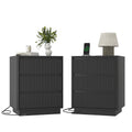 (Set of 2)End Table with Fast USB C Charging Station, Sofa Side Table with 3Drawers, Large Storage Modern Wood Storage Cabinet for Living Room,Bedroom,Office, Black