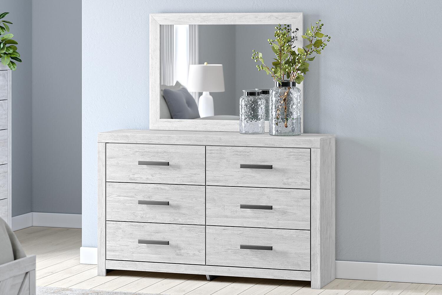 Cayboni - Dresser And Mirror - Whitewash-1