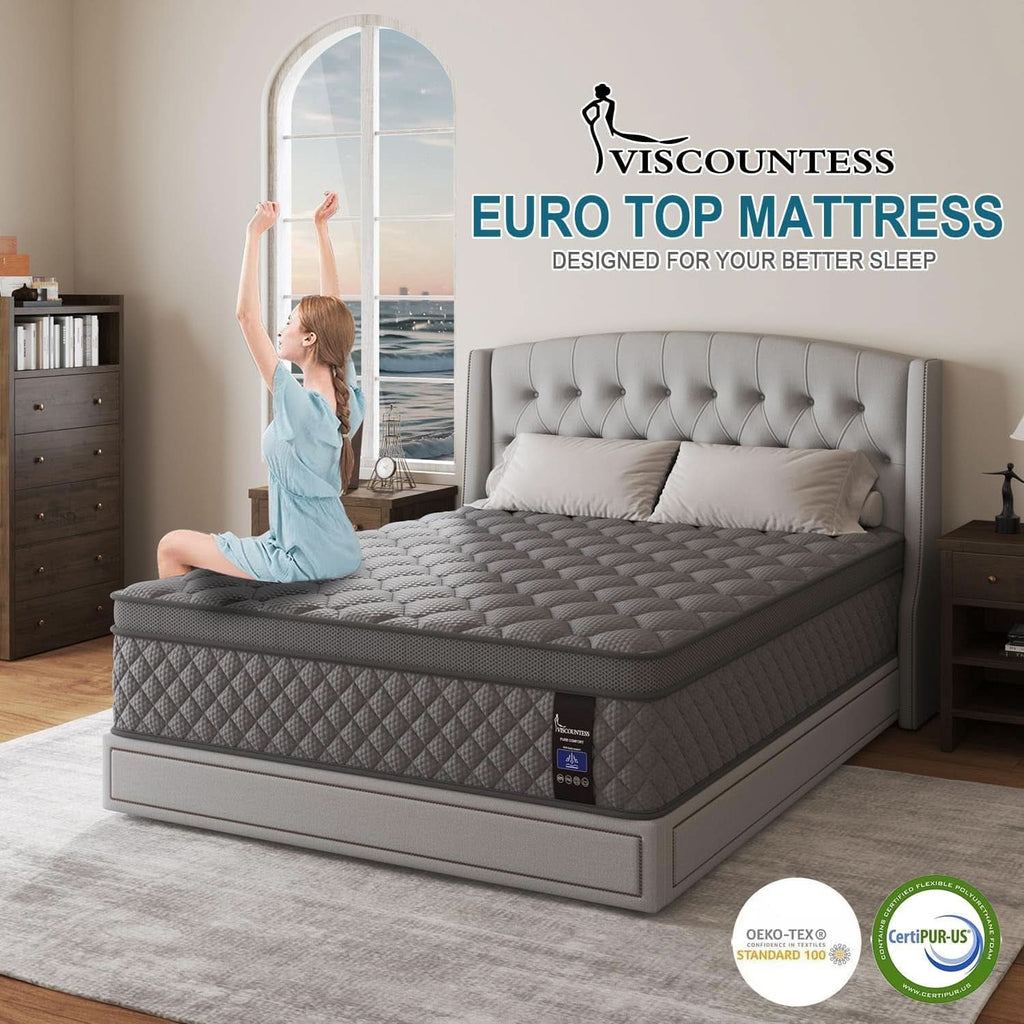 Full Gray 14Inch Premium Medium Firm Hybrid Mattress-1