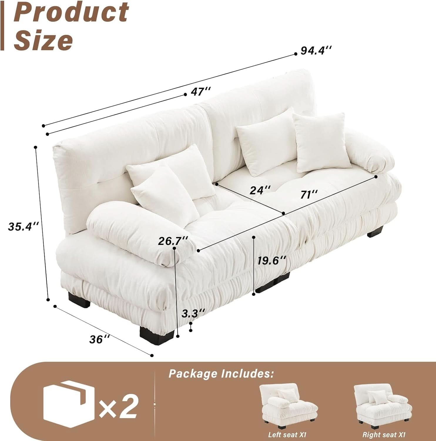 White Velvet Pet Hair Resistant Modular Recliner Sofa-1