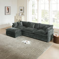 Free Combination Comfy Upholstery Modular Oversized L Shaped Sectional Sofa With Reversible Ottoman, Gray Chenille