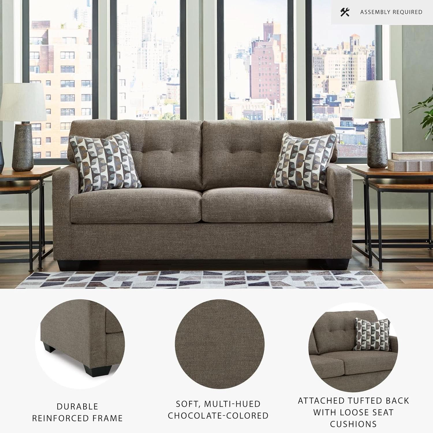 Contemporary Espresso Full Size Sofa Sleeper MemoryFoam-3