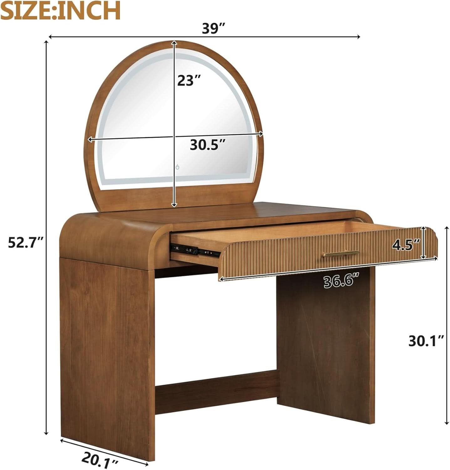 39 Inches Luxurious Vanity Desk Illuminated Mirror-1